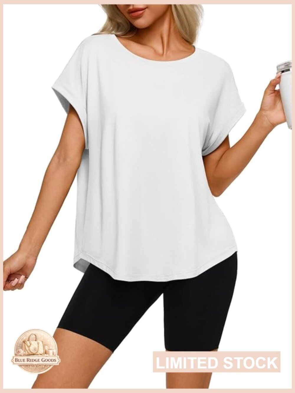 Oversized T-Shirt Loose Fit Short Sleeve Casual Top Soft Stretchy Lounge Tee